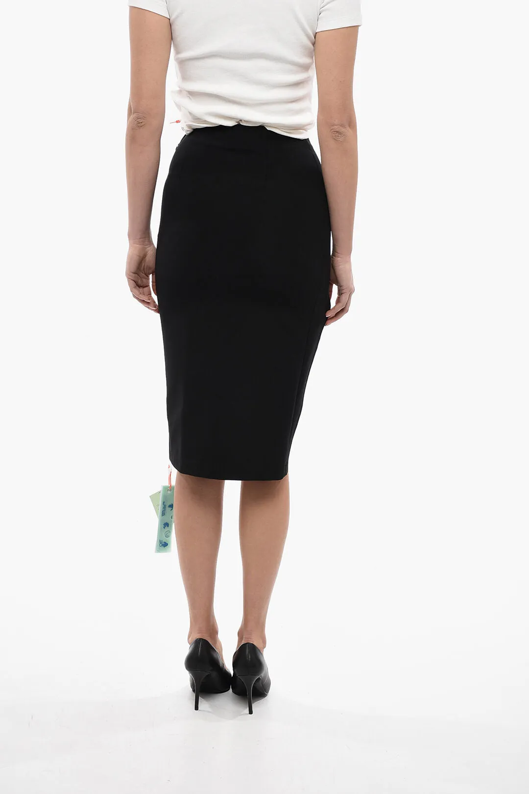 Off-White Midi Penscil SKirt With Side Slit