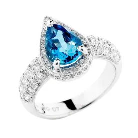 Pear Shape Aquamarine and Diamond ring   WPR23