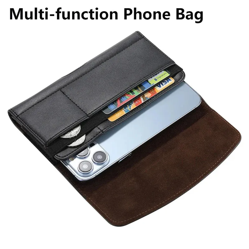 Phone Holster With Belt Clip On Leather Pouch Waist Bag iPhone Samsung