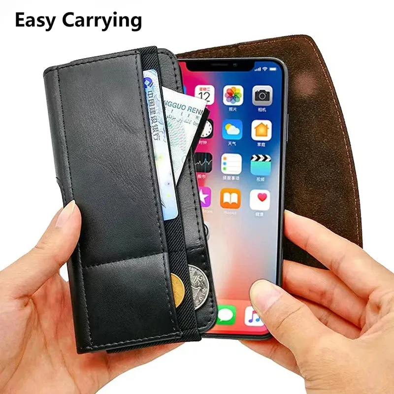 Phone Holster With Belt Clip On Leather Pouch Waist Bag iPhone Samsung