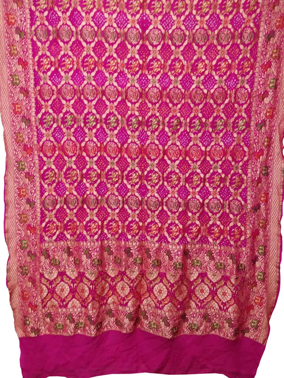 Pink Banarasi Bandhani Pure Georgette Meenakari Dupatta: Exquisite Elegance and Traditional Charm