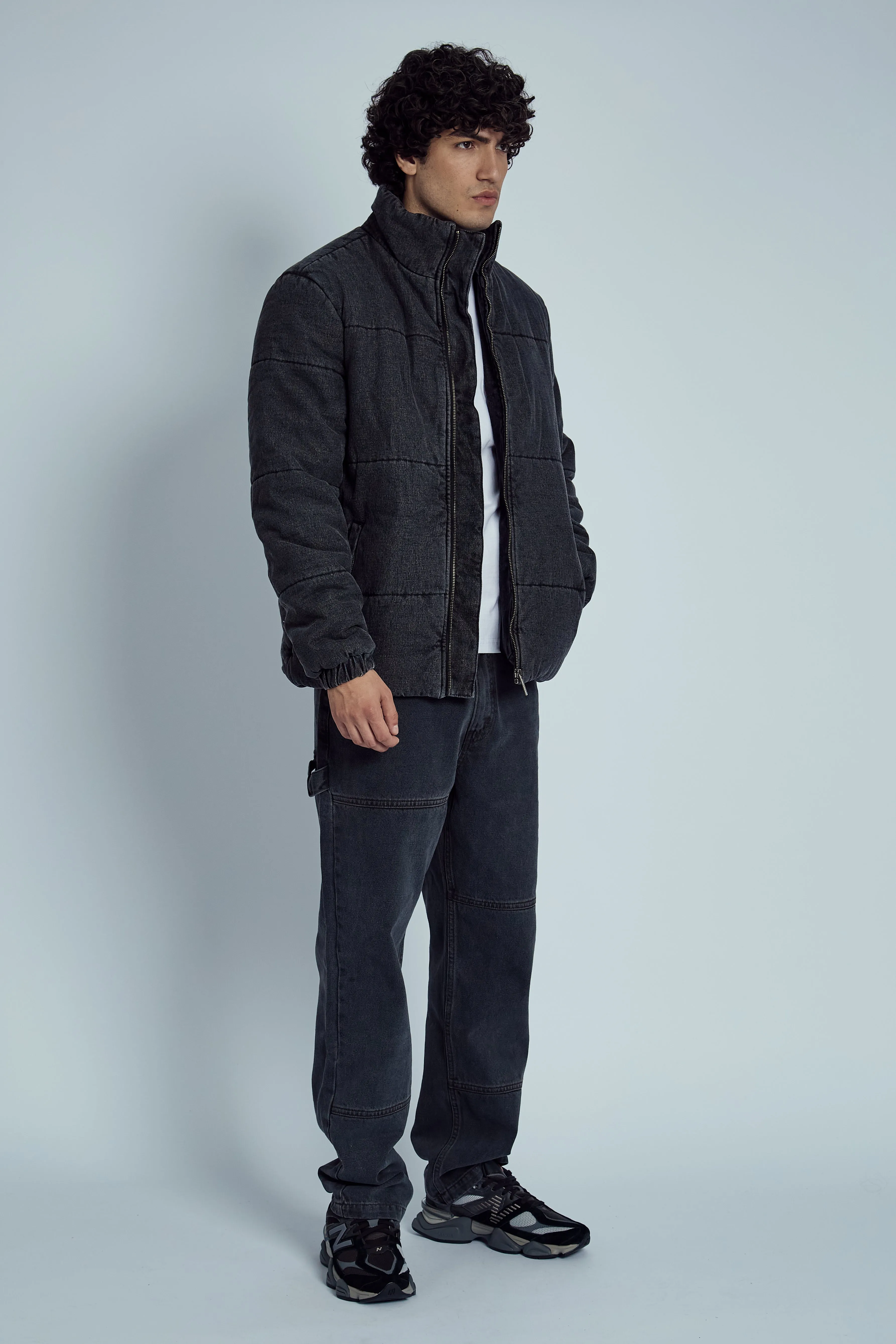 PINTO STONE WASHED DENIM PUFFER JACKET