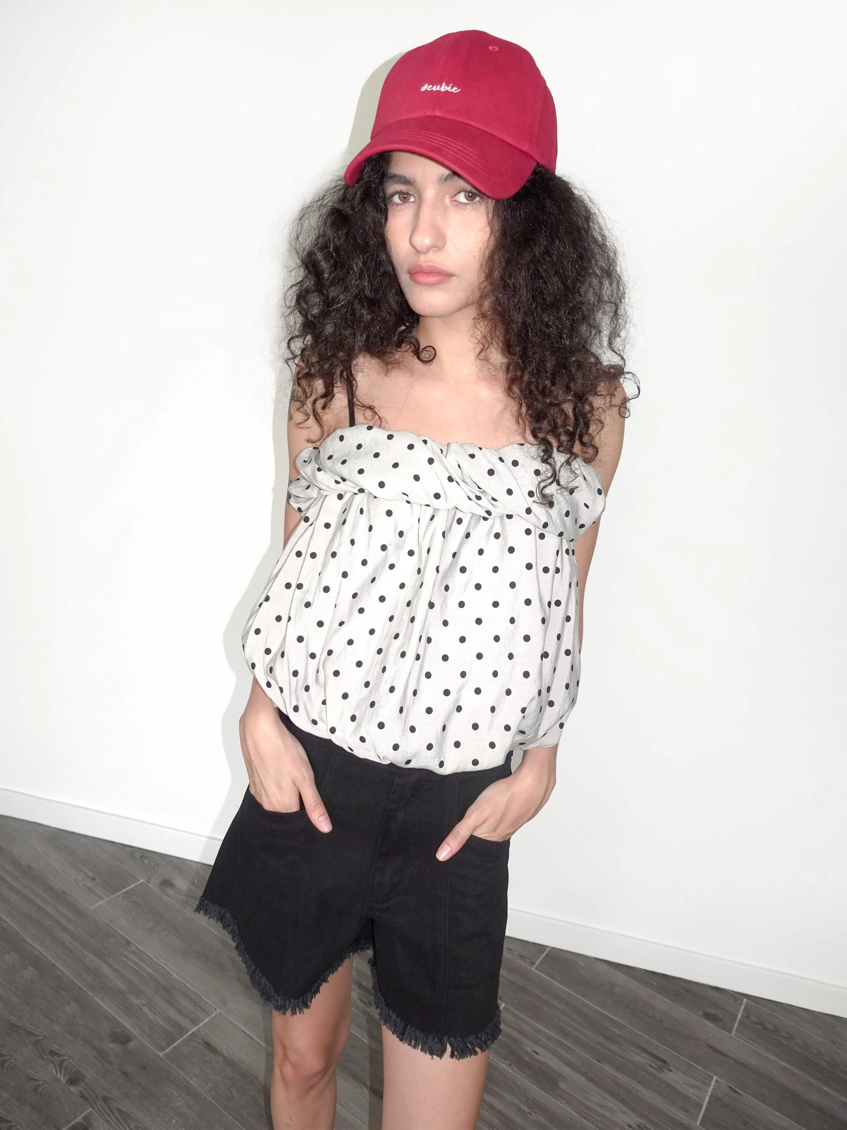 Polka Dots Print Cropped Cami Top