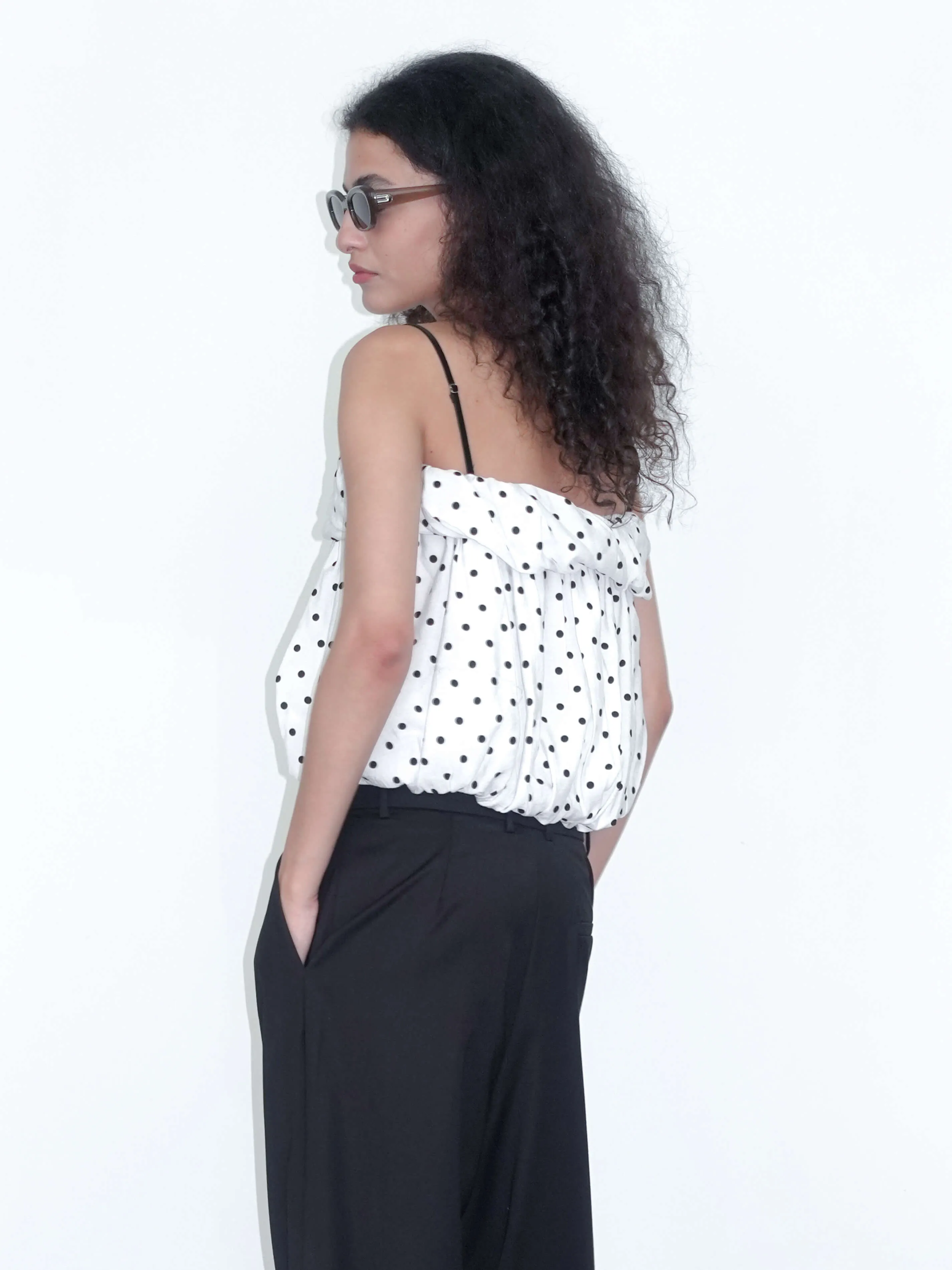 Polka Dots Print Cropped Cami Top