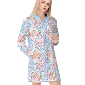 Postage Stamp Travel Hoodie Dress