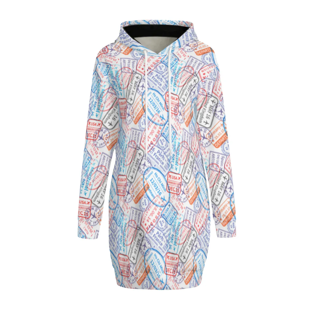 Postage Stamp Travel Hoodie Dress