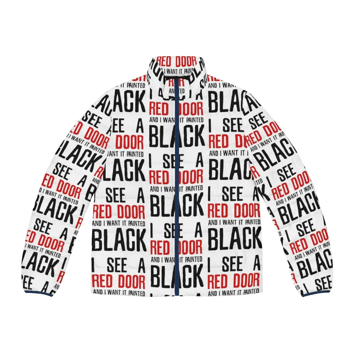 "The Rolling Stones Paint It Black Lyrics Puffer Jacket"