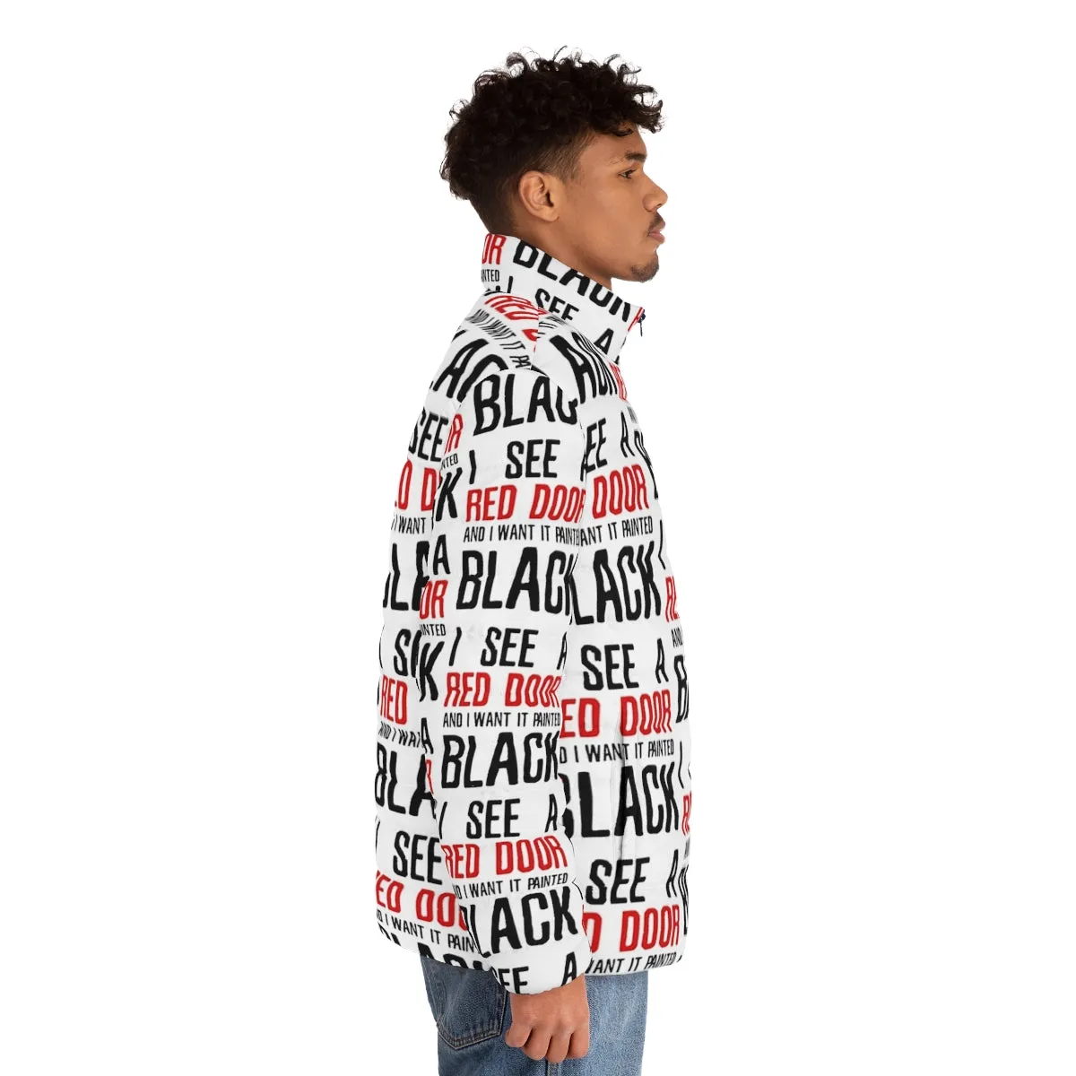 "The Rolling Stones Paint It Black Lyrics Puffer Jacket"