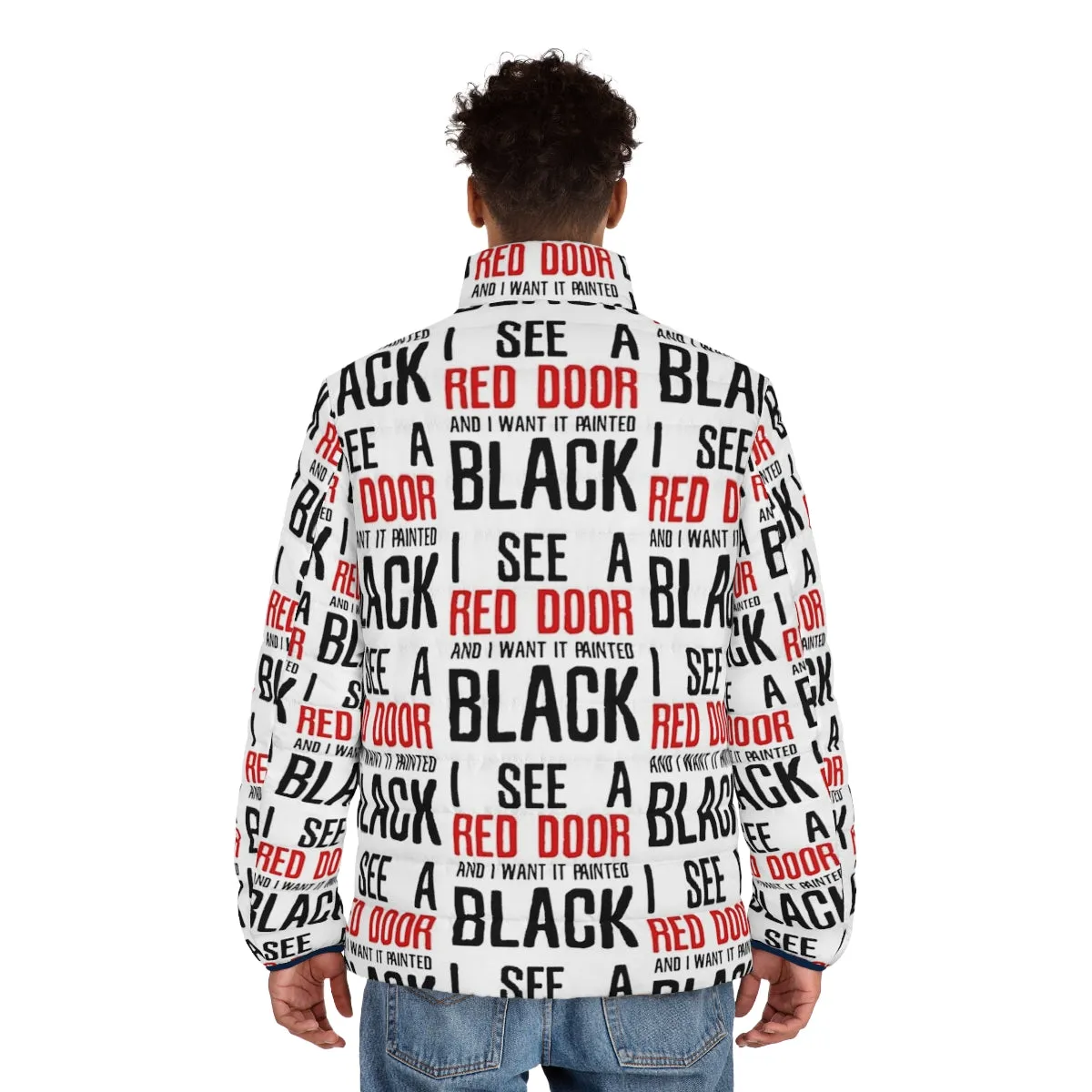 "The Rolling Stones Paint It Black Lyrics Puffer Jacket"