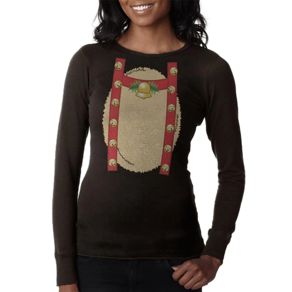 Reindeer With Bells Costume Juniors Long Sleeve Thermal