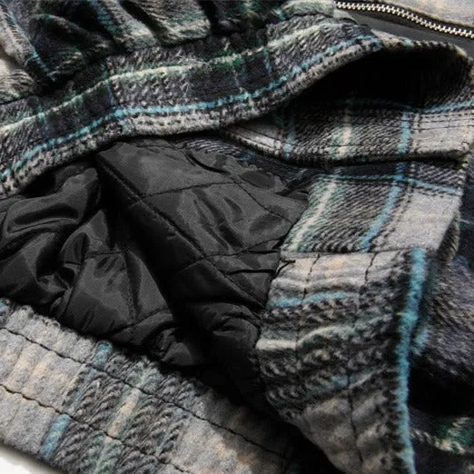 Retro Patchwork Plaid Puffer Jacket