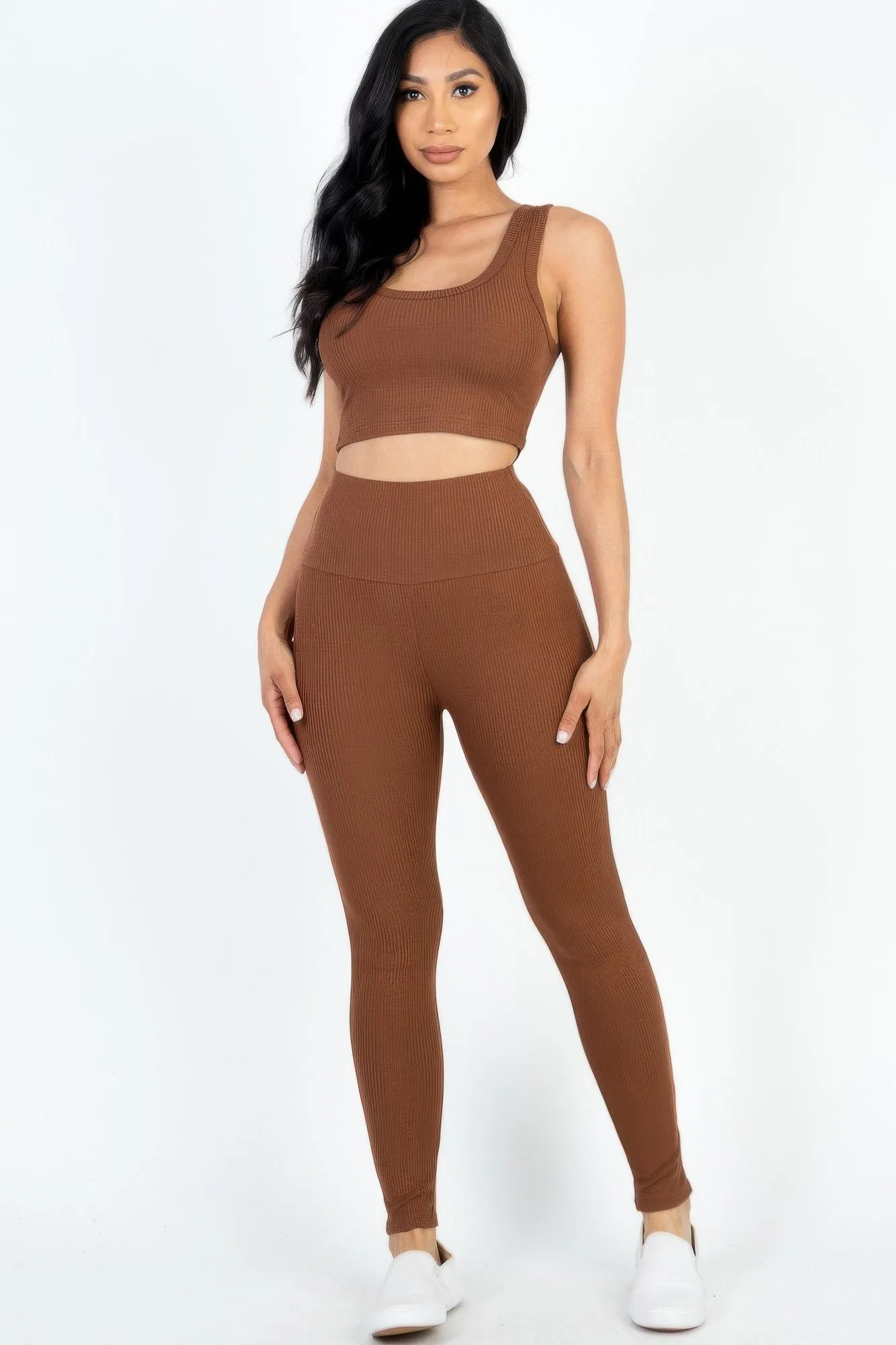 Ribbed Crop Top & Leggings Set