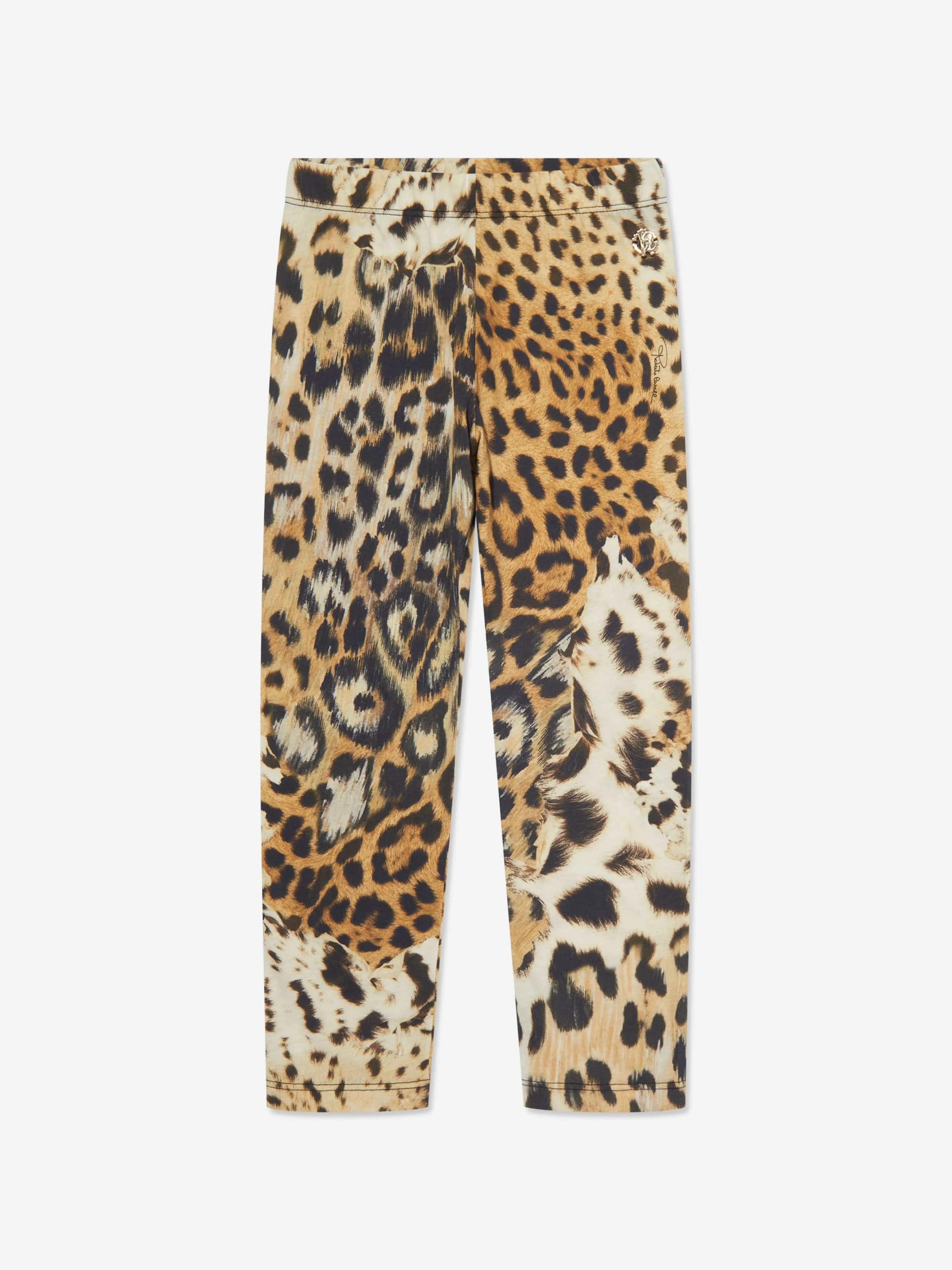 Roberto Cavalli Girls Leopard Print Leggings in Brown