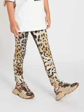 Roberto Cavalli Girls Leopard Print Leggings in Brown