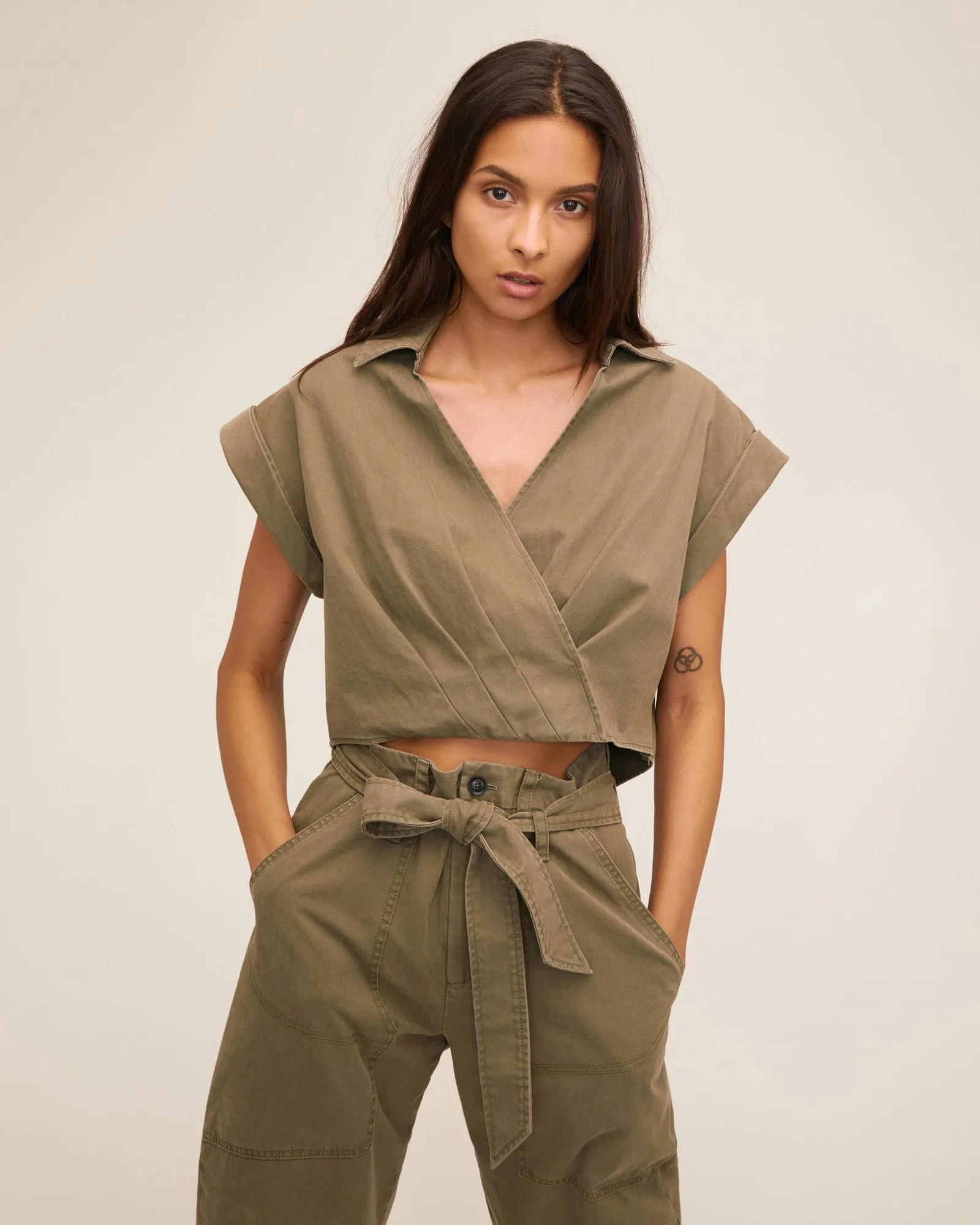 Rowe Washed Canvas Drop Shoulder Top