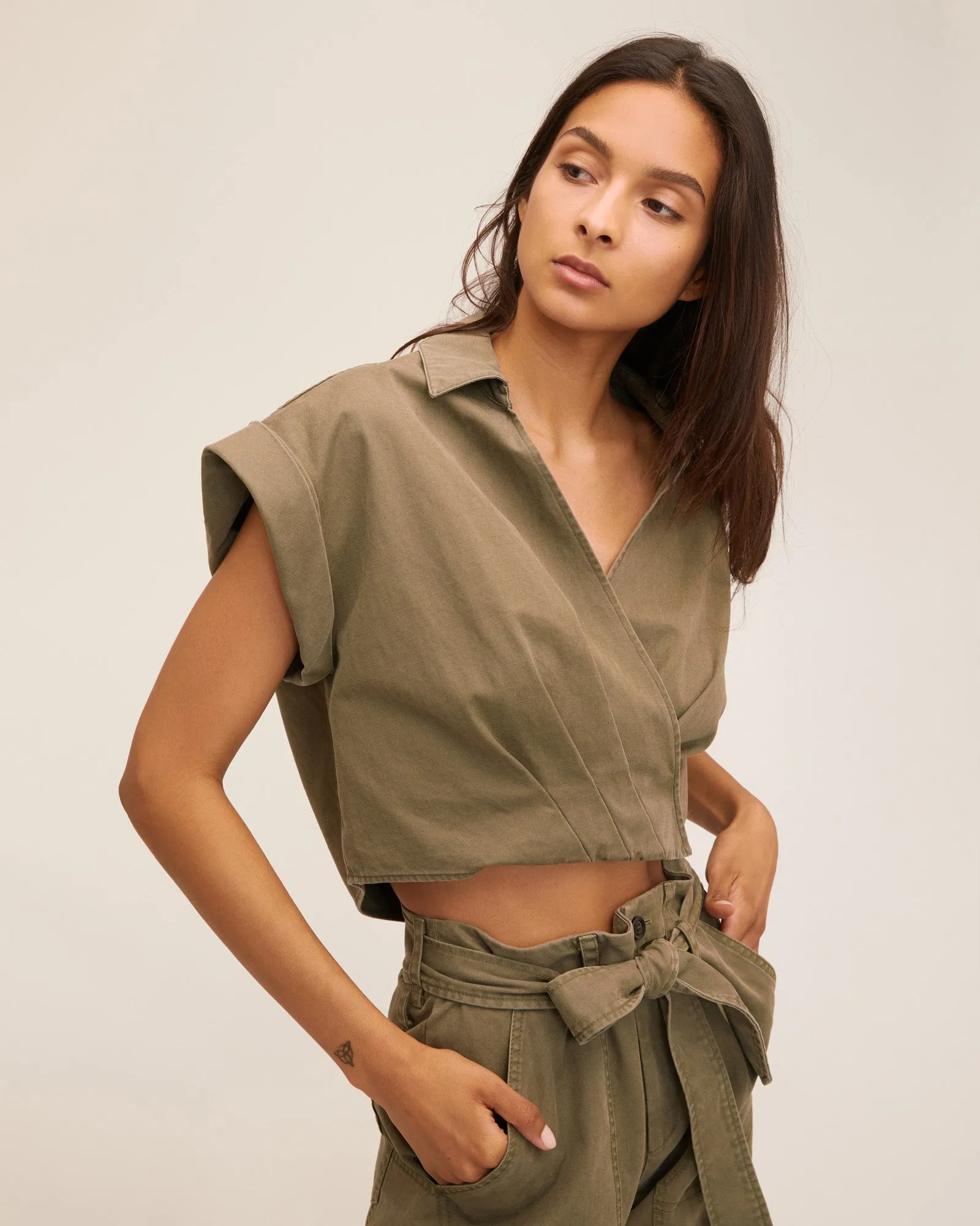 Rowe Washed Canvas Drop Shoulder Top