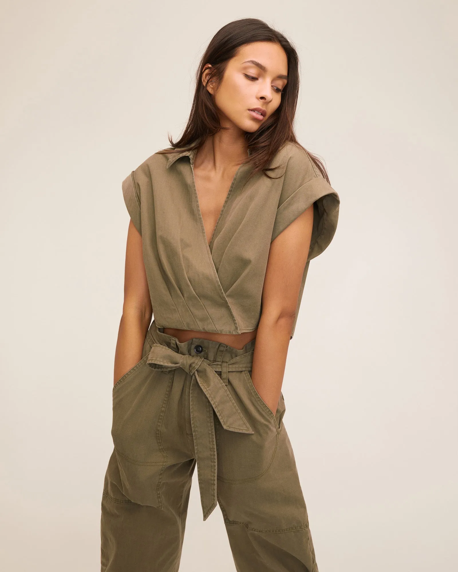 Rowe Washed Canvas Drop Shoulder Top