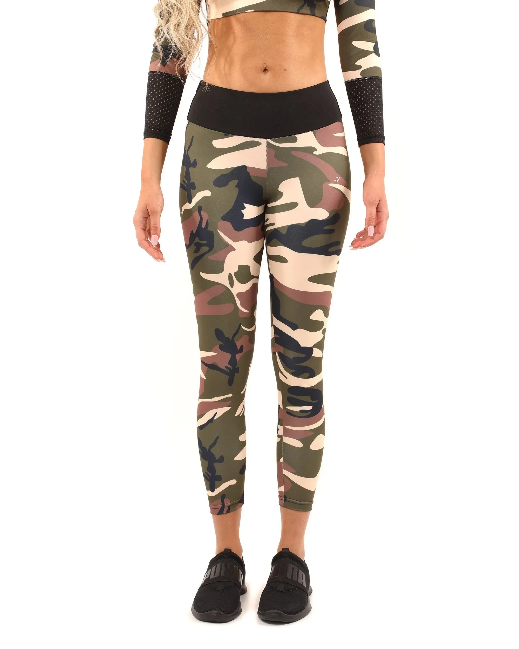 Savoy Active Camo Compression Leggings - Earthy Brown/Green