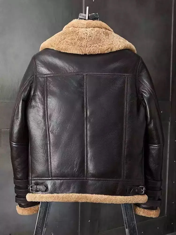 Shearling Coat B3 Bomber Jacket Short Fur Coat Fashion Motorcycle Jacket