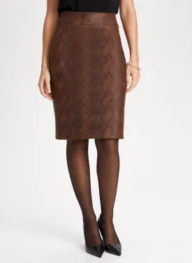 Snakeskin Motif Pencil Skirt