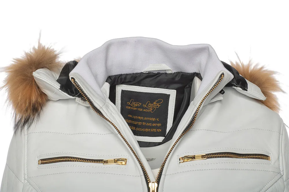 Snowy White golden puffer winter Jacket