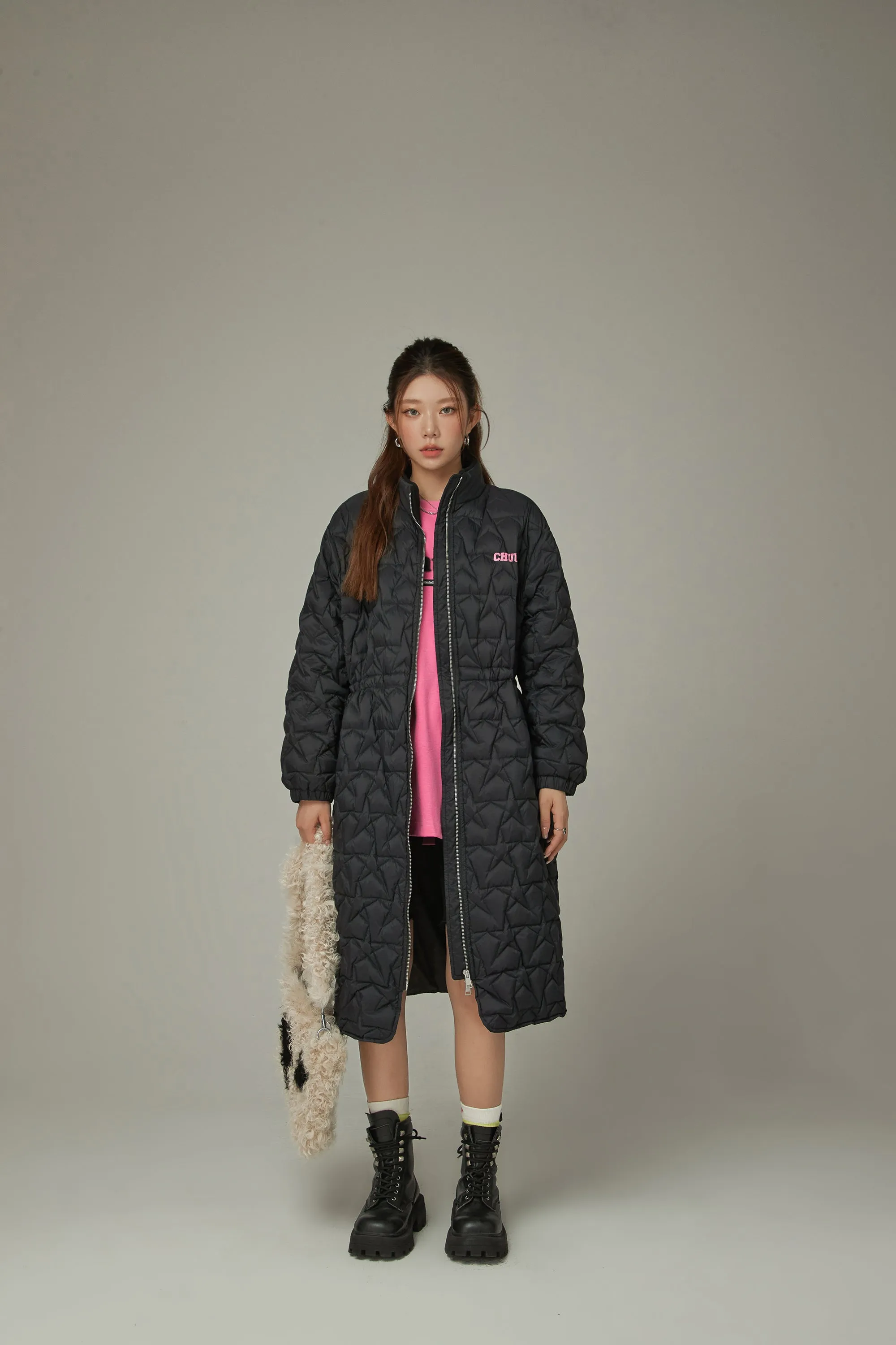 Star Quilted Padded Long Coat