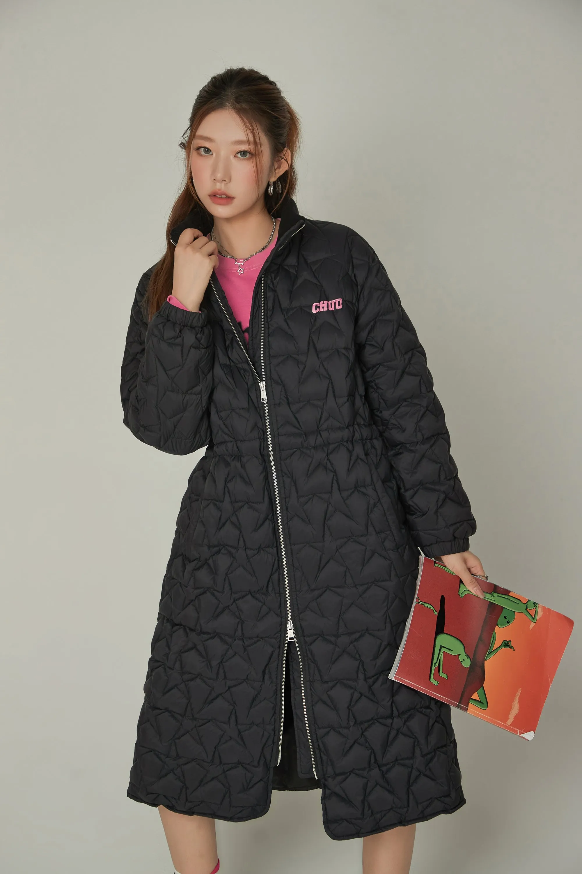 Star Quilted Padded Long Coat