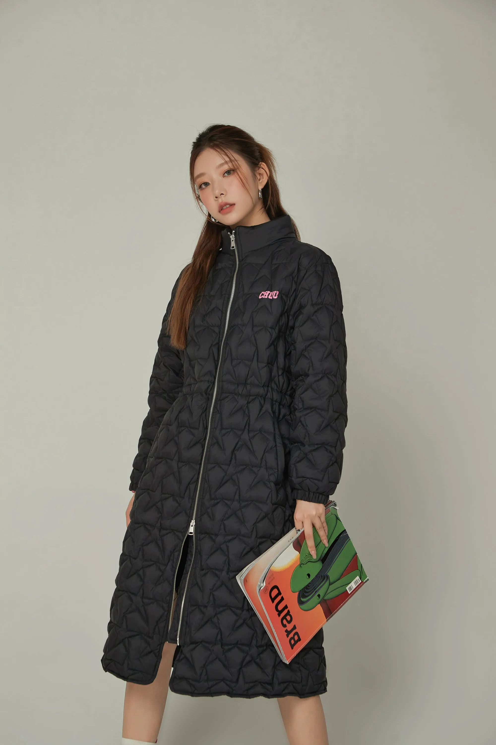 Star Quilted Padded Long Coat