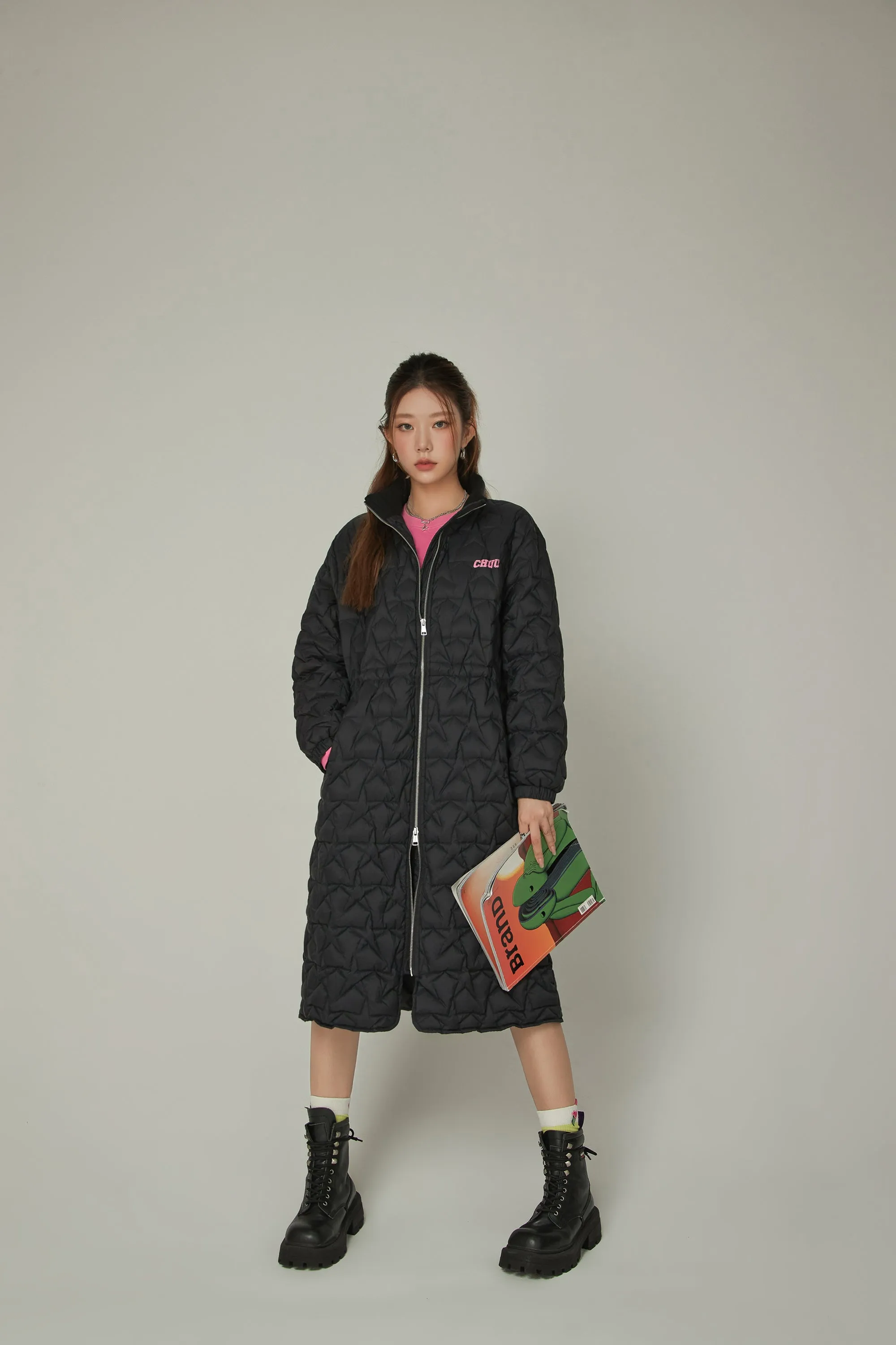 Star Quilted Padded Long Coat