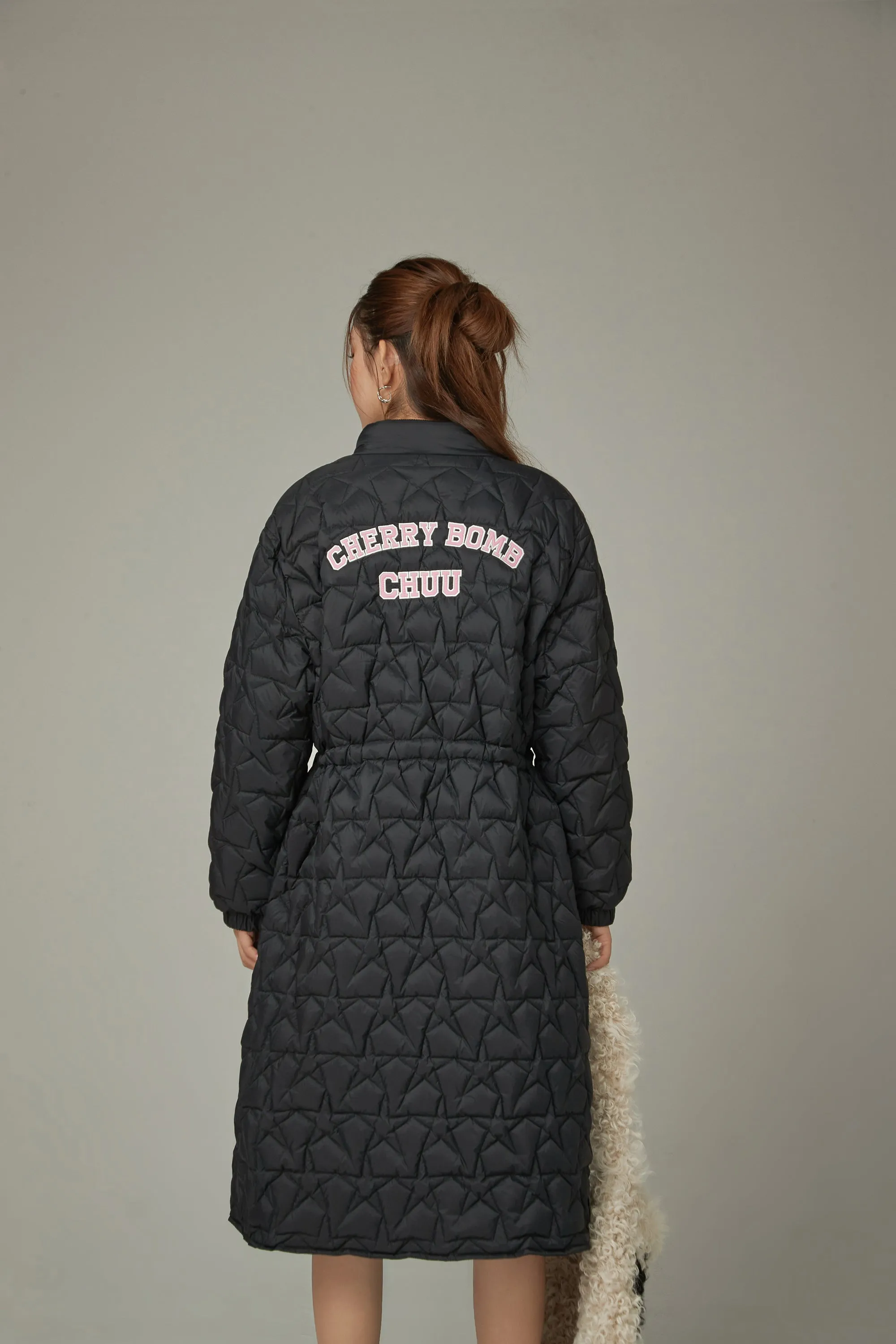 Star Quilted Padded Long Coat