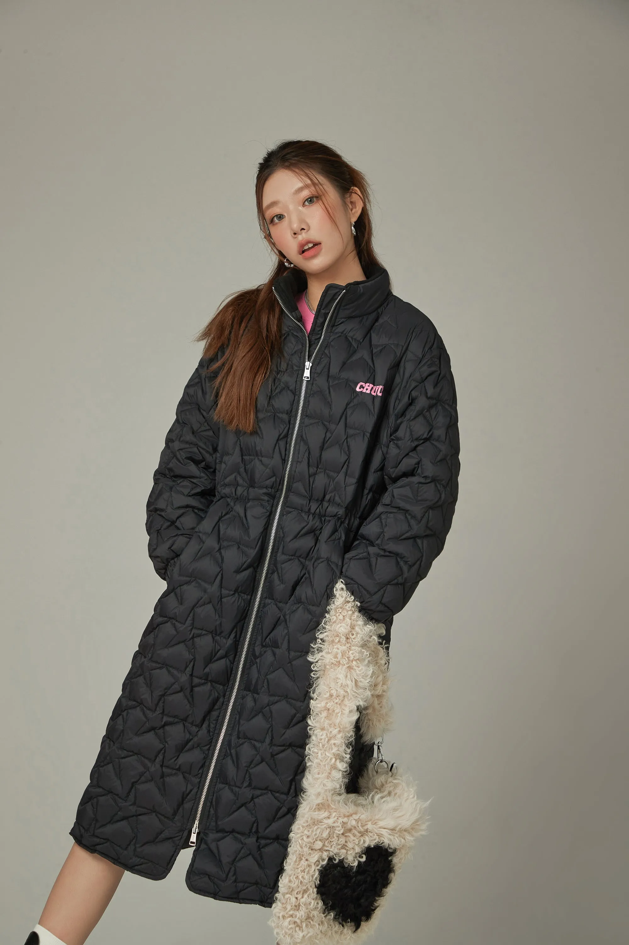 Star Quilted Padded Long Coat