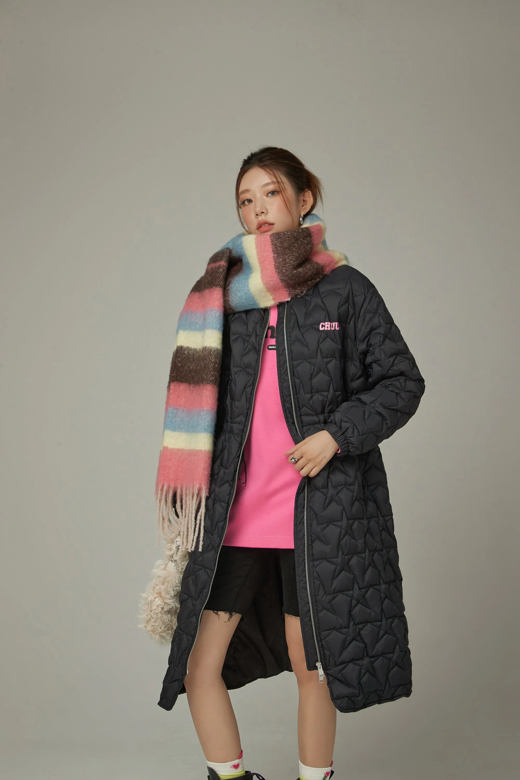 Star Quilted Padded Long Coat