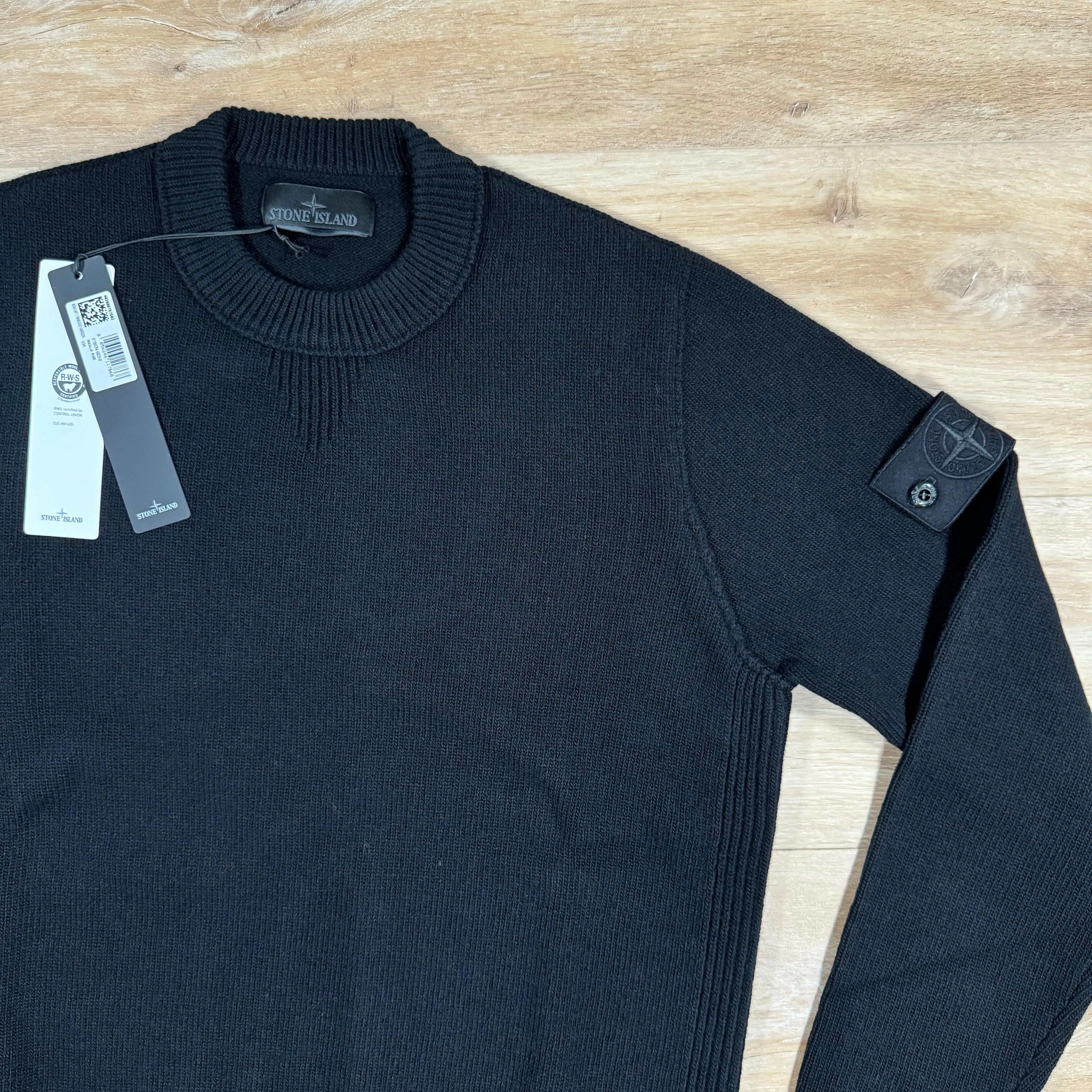 Stone Island Loose Fit Wool Ghost Sweatshirt in Black