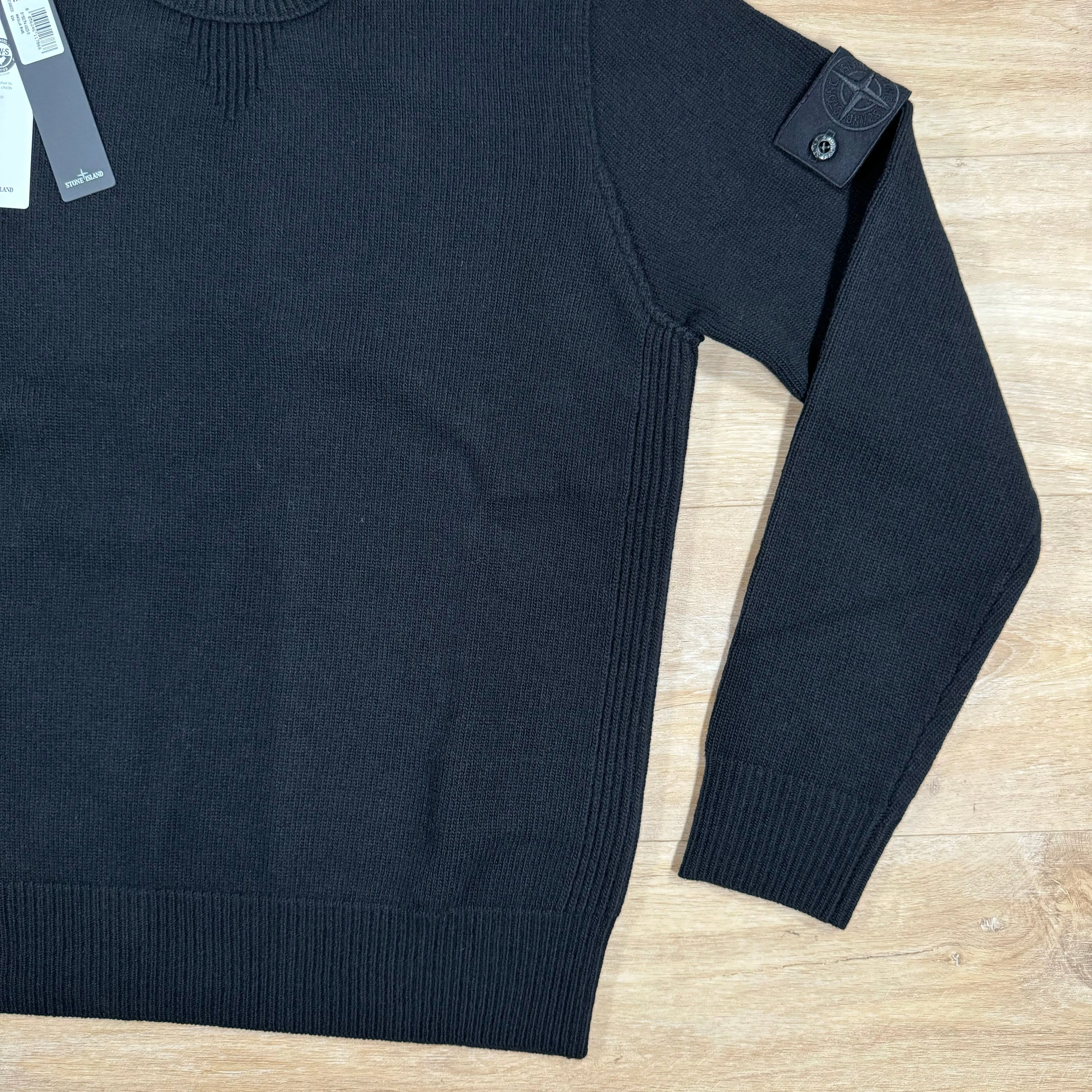 Stone Island Loose Fit Wool Ghost Sweatshirt in Black