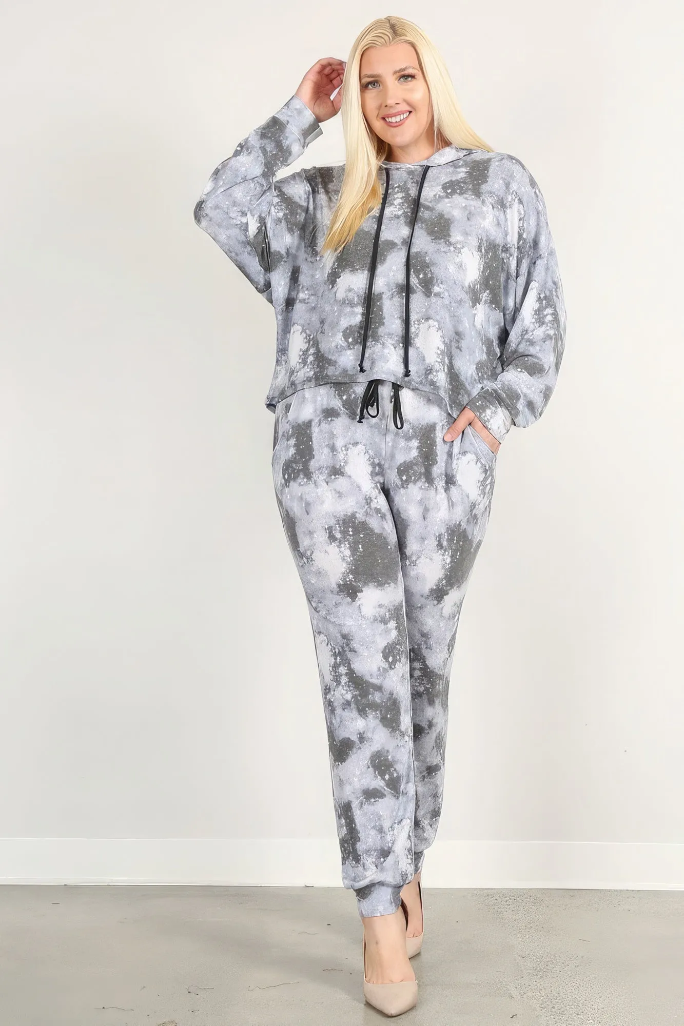 Tie Dye Print Pullover Hoodie And Sweatpants