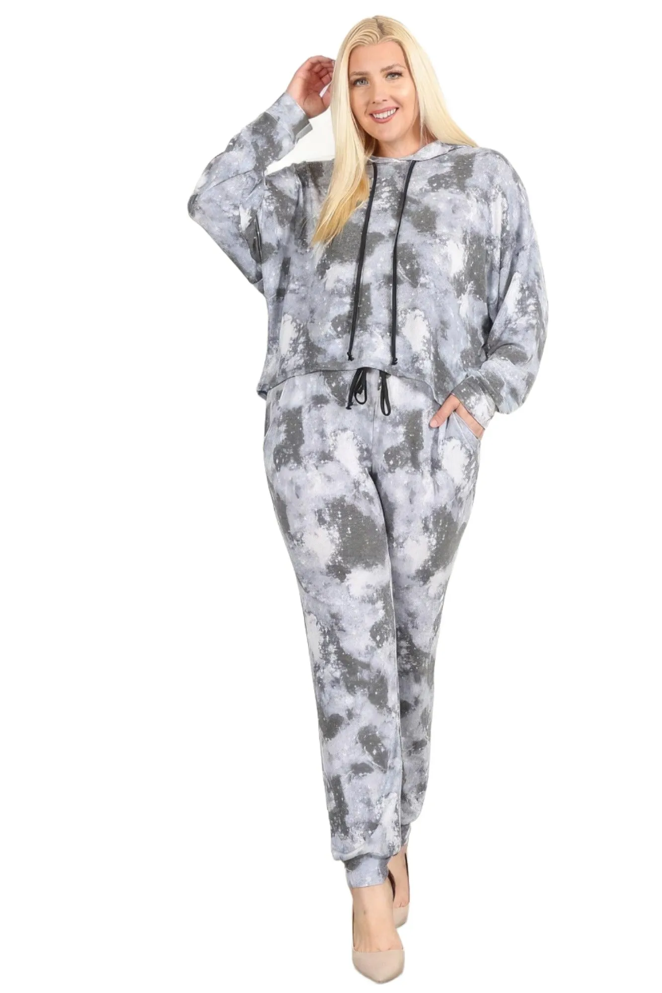 Tie Dye Print Pullover Hoodie And Sweatpants