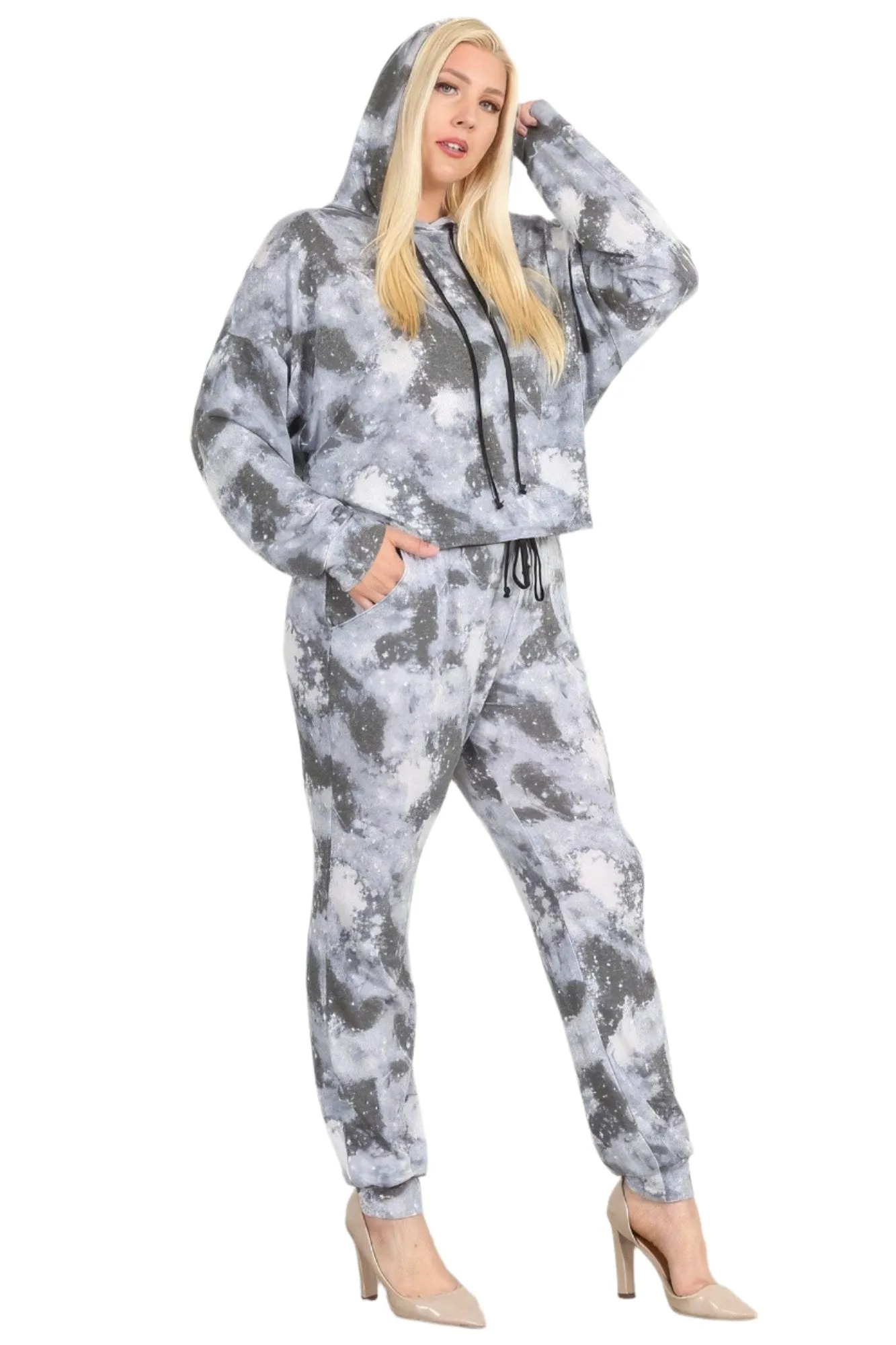 Tie Dye Print Pullover Hoodie And Sweatpants