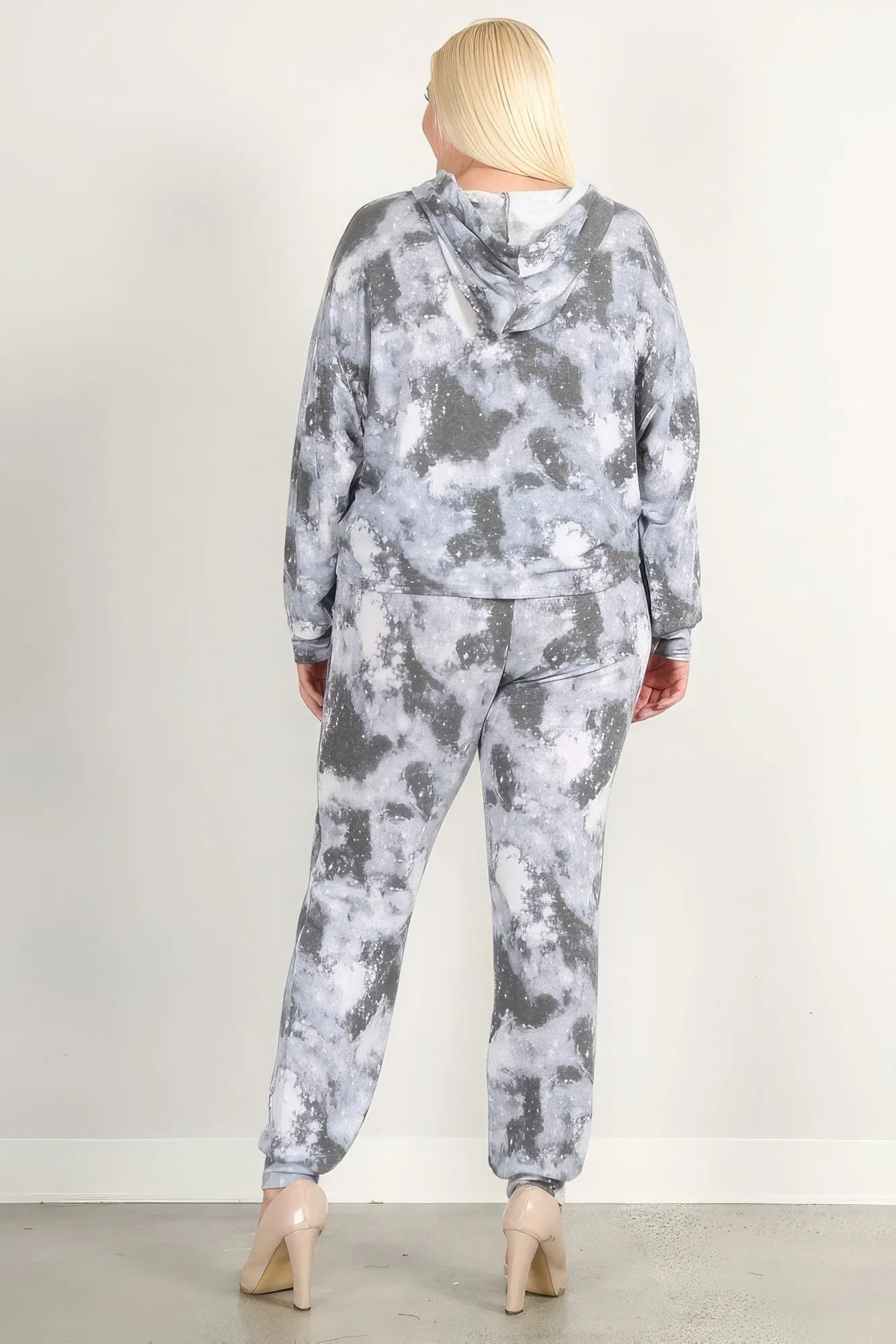 Tie Dye Print Pullover Hoodie And Sweatpants