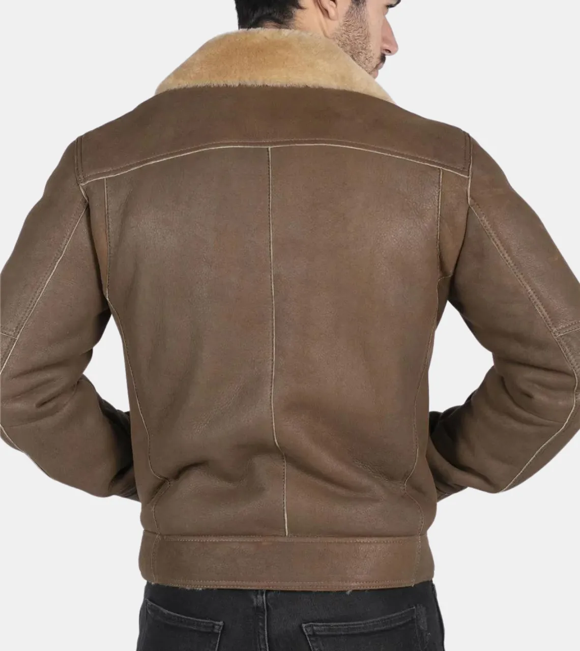 Trace Men's Bronze Shearling Leather jacket