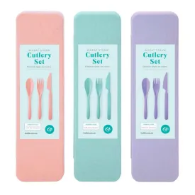 Travel Cutlery Set Wheat Straw - Assorted Colours