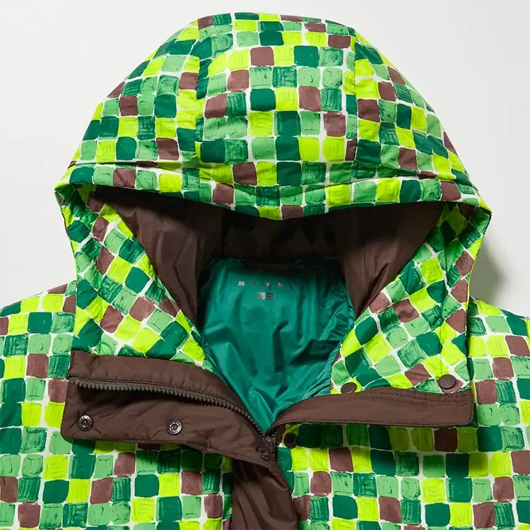 Uniqlo Marni Down Oversized Hooded Coat Marni Green Print