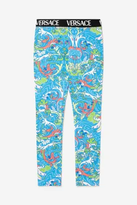 Versace Girls Cotton Jersey Baroccofest Print Leggings