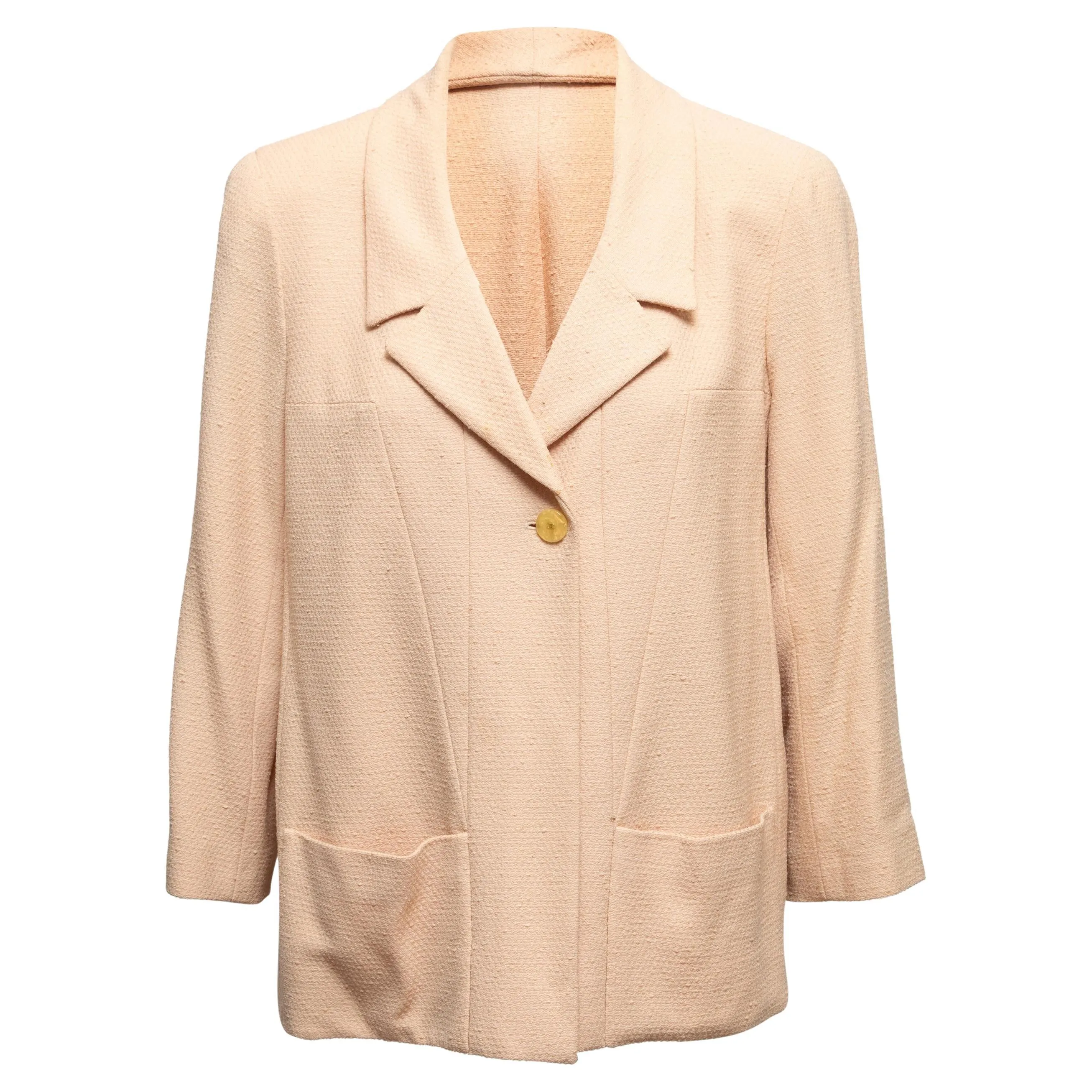 Vintage Beige Chanel Spring/Summer 2001 Linen Blazer Size FR 34