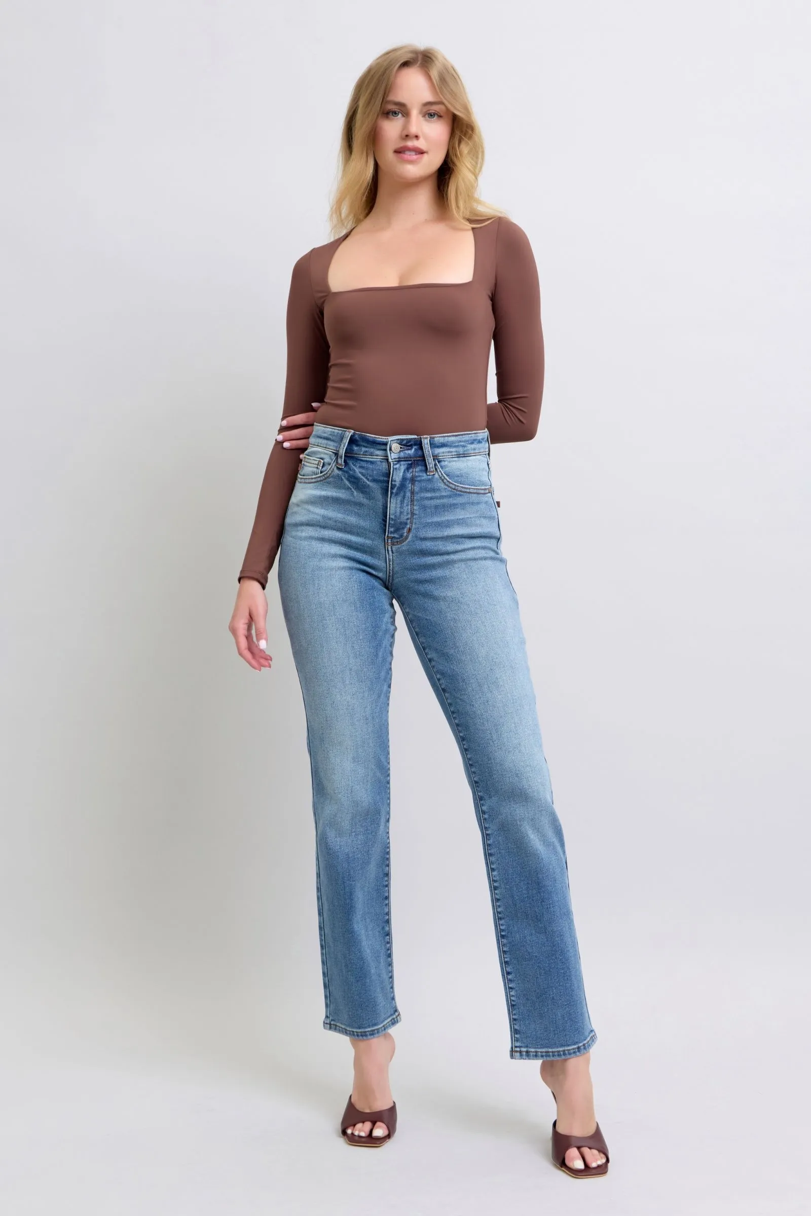 Vintage Wash Thermal Straight Jeans