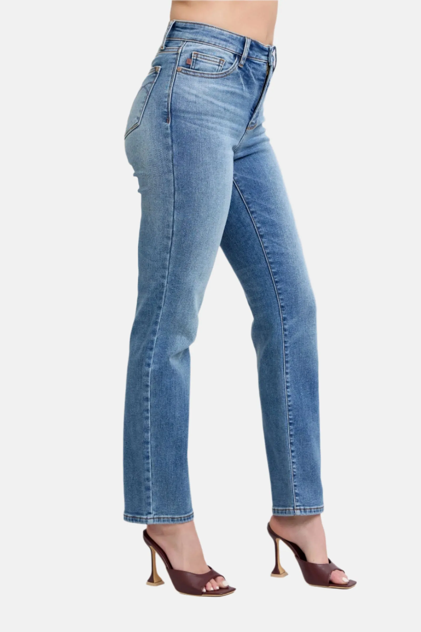 Vintage Wash Thermal Straight Jeans