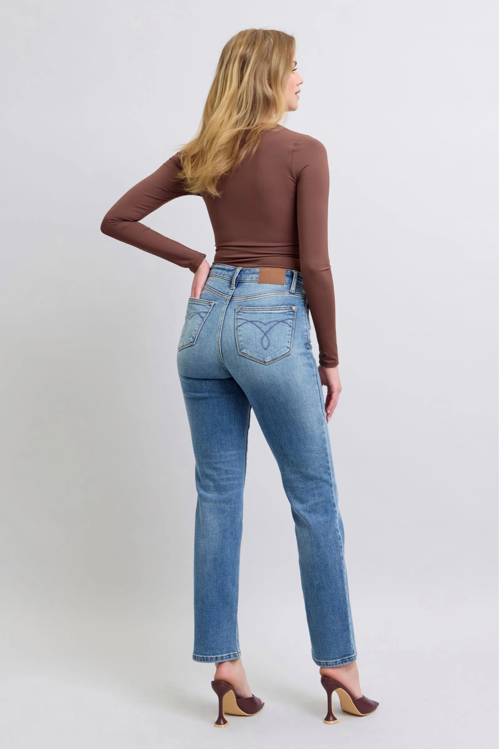 Vintage Wash Thermal Straight Jeans