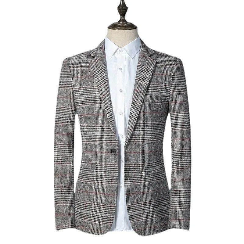 West Louis™ Designer England Style Plaid Business Blazer