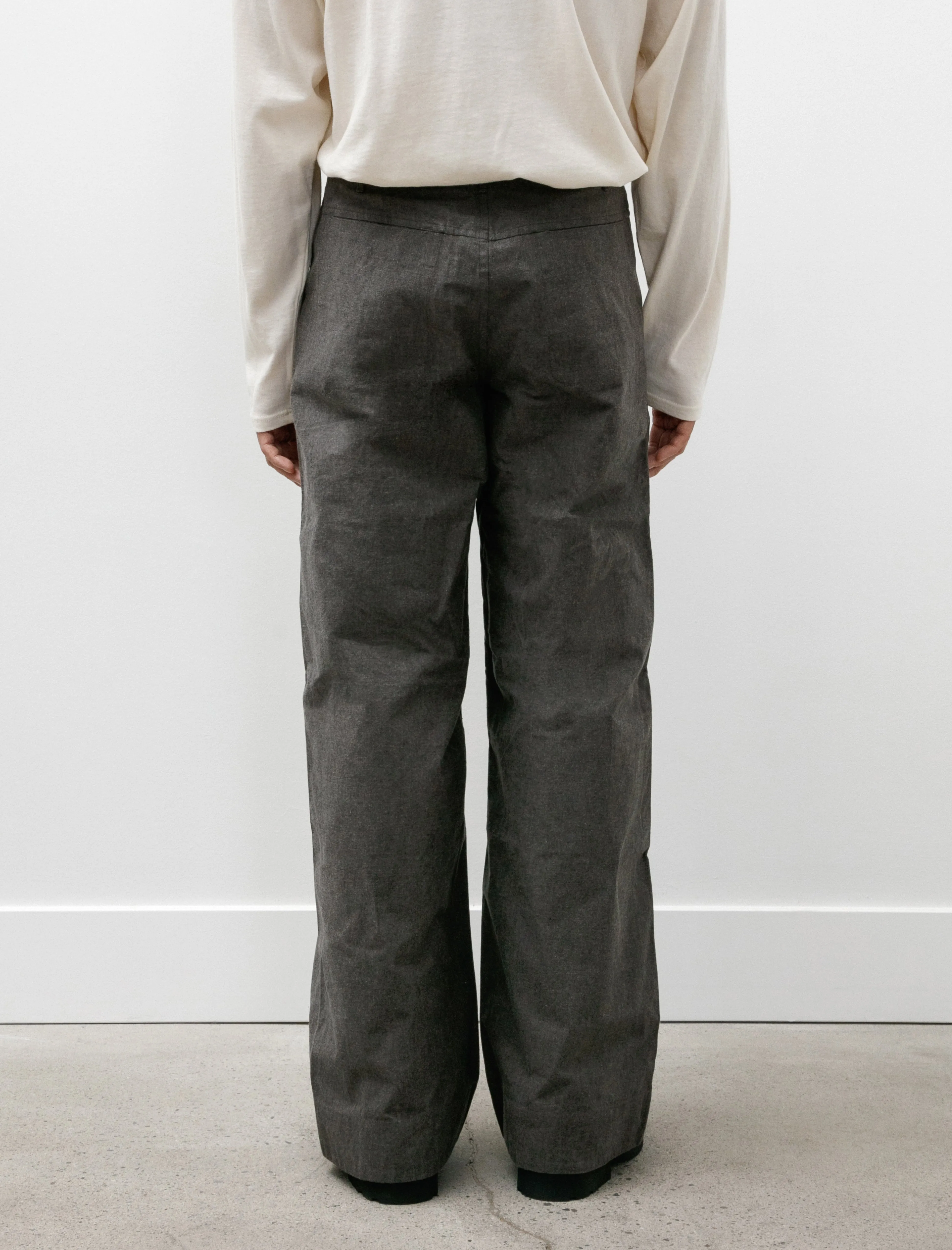 Wide Leg Trousers Charcoal Waxed Fine Canvas