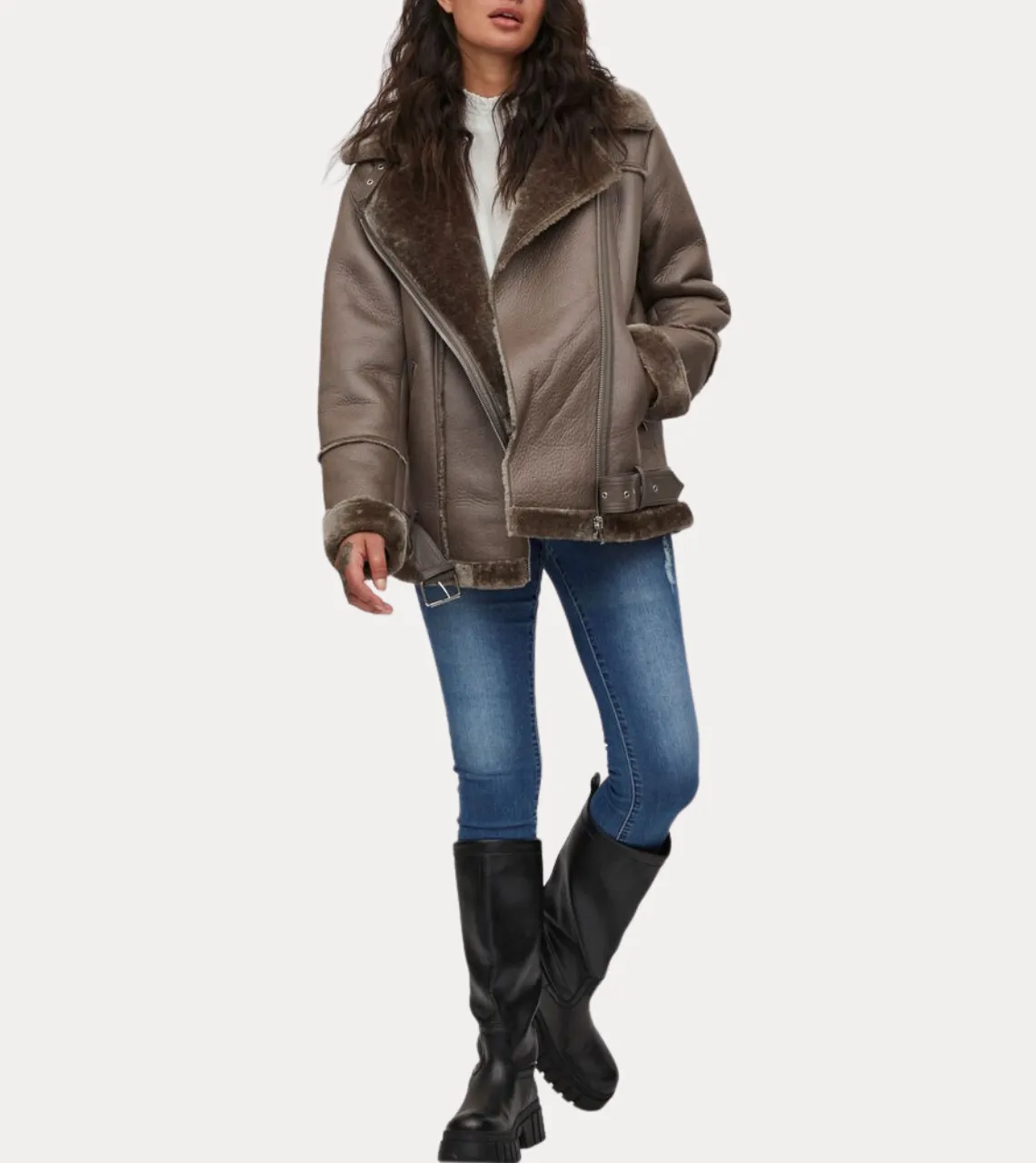 Women's B3 Brown Shearling Leather Jacket