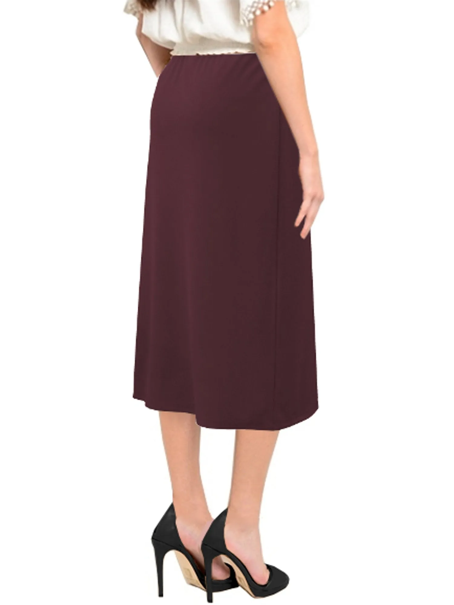 Women's Basic Modest 26" Below the Knee Length Stretch Knit Straight Skirt